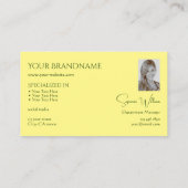 Carte De Visite Simple Jaune clair clair avec Monogramme et Photo (Dos)