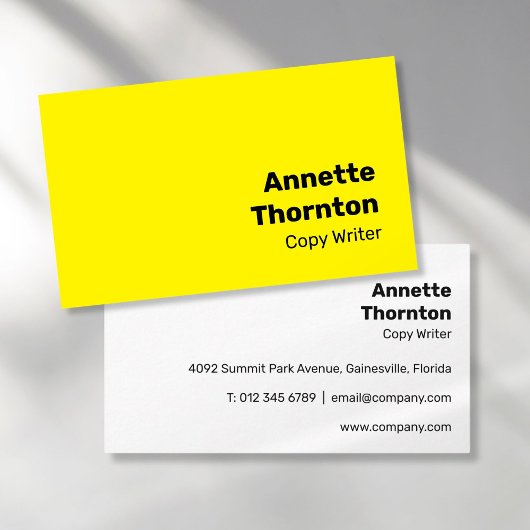 Carte De Visite Simple Jaune Clair Gras Moderne Vibrant
