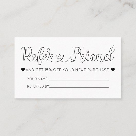 Carte De Visite Simple Joli Coeur Blanc Typographie Référence (Devant)