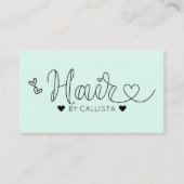 Carte De Visite Simple jolie Monnaie Coeurs verts Typographie Chev (Devant)