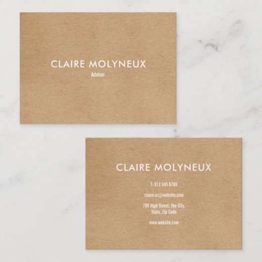 Carte De Visite Simple Kraft Modern Professional (Devant / Derrière)