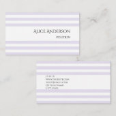 Carte De Visite Simple Lavande Clair Chic Pastel Stripes Minimale (Devant / Derrière)