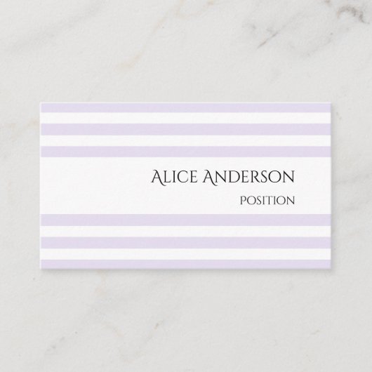 Carte De Visite Simple Lavande Clair Chic Pastel Stripes Minimale (Devant)