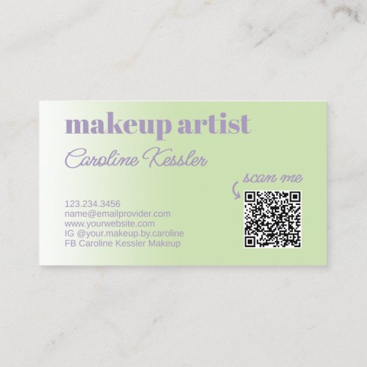 Carte De Visite Simple Lime Green Lavender Violette Blanche Typogr (Dos)