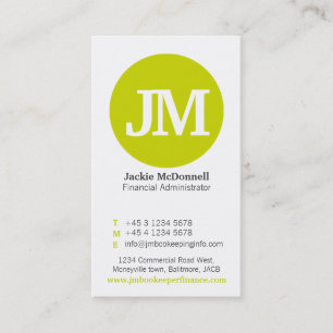 Carte de visite simple lime, gris et blanc cercle