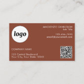 Carte De Visite Simple Logo and Text QR Code Terracotta (Devant)
