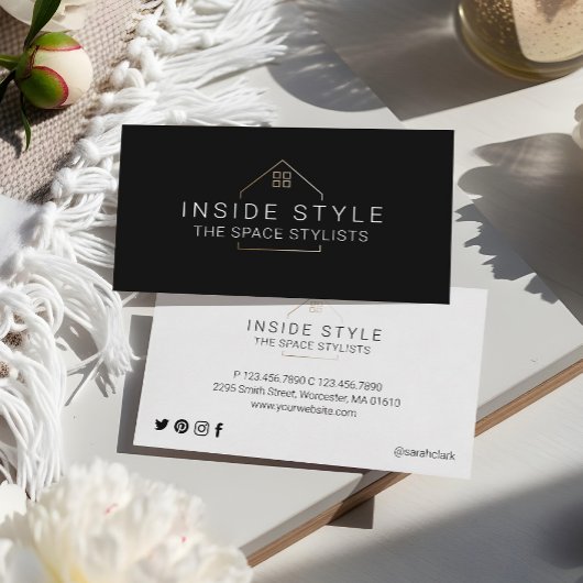 Carte De Visite Simple Logo de mise en scène de maison moderne noi