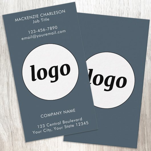 Carte De Visite Simple logo et texte gris charbon vertical