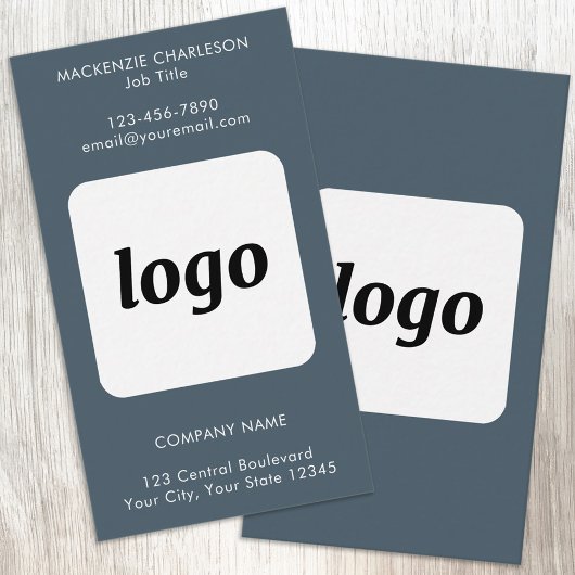 Carte De Visite Simple Logo et Texte Gris Charbon Vertical