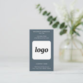 Carte De Visite Simple Logo et Texte Gris Charbon Vertical (Debout devant)