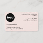 Carte De Visite Simple Logo et Texte Rose Pâle (Devant)
