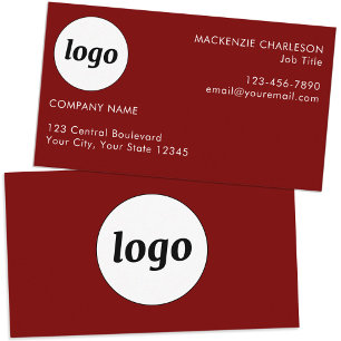 Carte De Visite Simple Logo et Texte Rouge Bourgogne Foncé