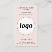 Carte De Visite Simple Logo et Texte Vertical Rose Blush (Devant)