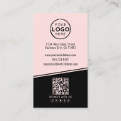 Carte De Visite Simple Logo QR Code Blush Pink (Dos)