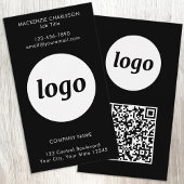 Carte De Visite Simple Logo Text QR Code Vertical Black