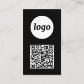 Carte De Visite Simple Logo Text QR Code Vertical Black (Dos)