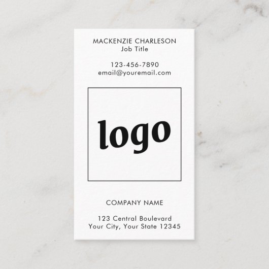 Carte De Visite Simple Logo Text QR Code Vertical Format (Devant)