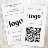 Carte De Visite Simple Logo Text QR Code Vertical Format
