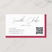 Carte De Visite Simple Magenta Hot rose manuscrit code QR (Dos)