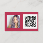 Carte De Visite Simple magenta maquillage photo logo qr code (Dos)