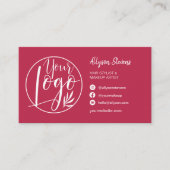 Carte De Visite Simple magenta maquillage photo logo qr code (Devant)