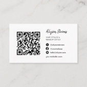 Carte De Visite Simple maquillage noir blanc cheveux photo qr code (Devant)