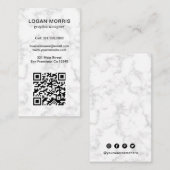 Carte De Visite Simple Marbre QR Code Moderne (Devant / Derrière)