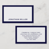Carte De Visite Simple marine et typographie blanche (Devant / Derrière)