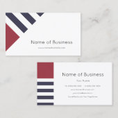 Carte De Visite Simple marine moderne Bleu et Rouge Large rayures (Devant / Derrière)