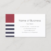 Carte De Visite Simple marine moderne Bleu et Rouge Large rayures (Dos)