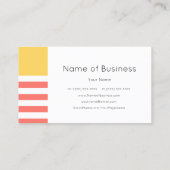 Carte De Visite Simple marine moderne corail et rayures larges jau (Dos)