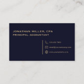 Carte De Visite Simple marine professionnelle bleu et or (Devant)