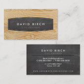 Carte De Visite SIMPLE masculin en tableau noir badge en bois look (Devant / Derrière)