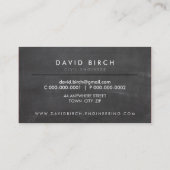 Carte De Visite SIMPLE masculin en tableau noir badge en bois look (Dos)