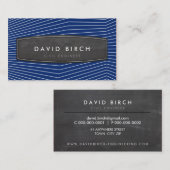 Carte De Visite SIMPLE masculine badge en tableau noir bleu marine (Devant / Derrière)