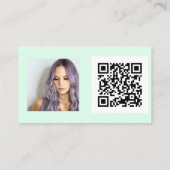 Carte De Visite Simple menthe vert maquillage photo logo qr code (Dos)