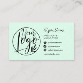 Carte De Visite Simple menthe vert maquillage photo logo qr code (Devant)