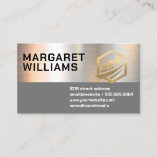 Carte De Visite Simple Métallique Logo Finance d'Entreprise