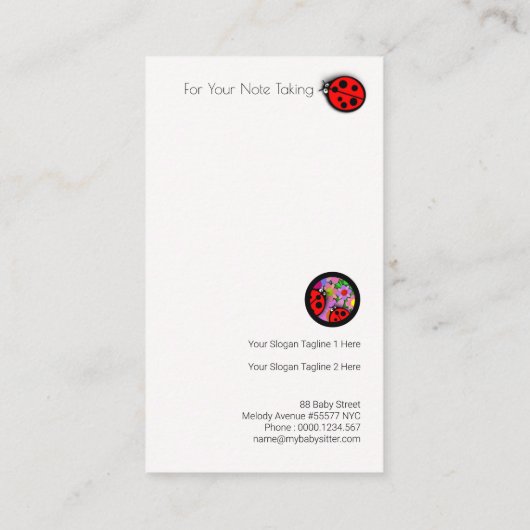 Carte De Visite Simple mignonne Faux Or Baby Face Babysitter simpl (Dos)