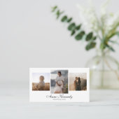 Carte De Visite Simple Minimal 3 Photos Photographe Mariage (Debout devant)