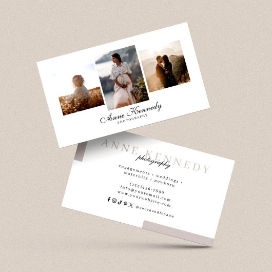 Carte De Visite Simple Minimal 3 Photos Photographe Mariage