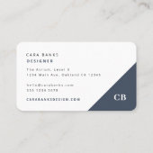 Carte De Visite Simple minimal bleu marine monogramme  (Dos)