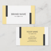 Carte De Visite Simple Minimal Modern Yellow Black Line Frame (Devant / Derrière)