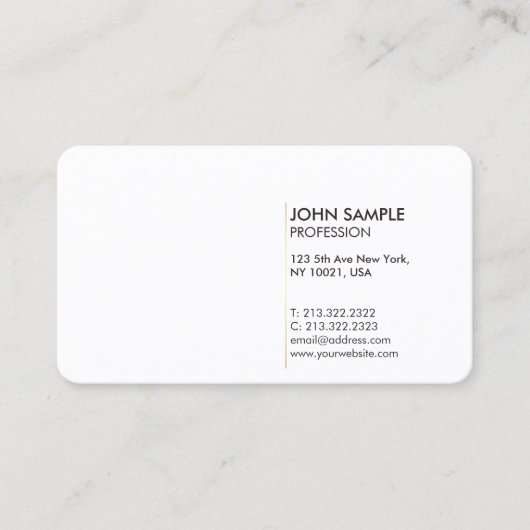 Carte De Visite Simple minimal moderne professionnel élégant blanc (Devant)