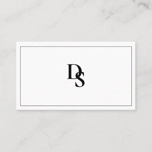 Carte De Visite Simple Minimalist Black and White Monogram (Devant)