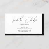Carte De Visite Simple Minimalist Black & White Handwritten Script (Dos)