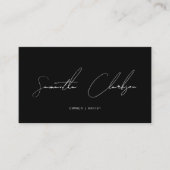 Carte De Visite Simple Minimalist Black & White Handwritten Script (Devant)