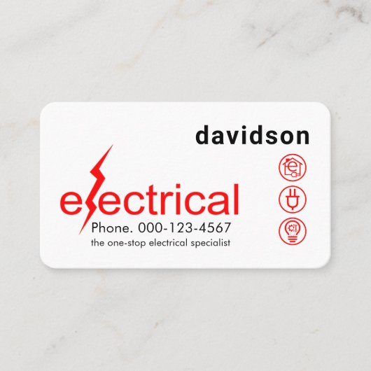 Carte De Visite Simple Minimalist Electrical Lightning Bolt (Devant)
