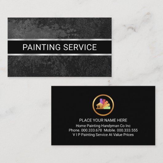 Carte De Visite Simple Minimalist Grey Grunge Wall (Devant / Derrière)