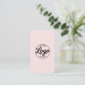 Carte De Visite Simple Minimalist Logo QR Code Blush Pink (Debout devant)